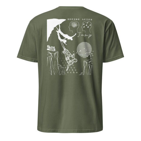 unisex-basic-softstyle-t-shirt-military-green-back-6854744bef2f5.jpg Bungee Jumping Couple Unisex T-Shirt