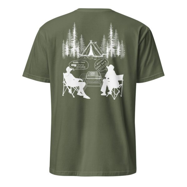 unisex-basic-softstyle-t-shirt-military-green-back-68604c2594c86.jpg Camping Stove Unisex T-Shirt
