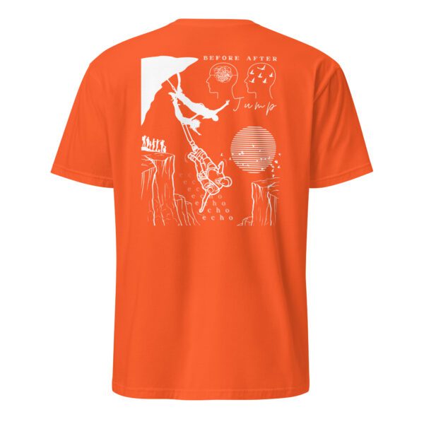 unisex-basic-softstyle-t-shirt-orange-back-6854744bf235b.jpg Bungee Jumping Couple Unisex T-Shirt