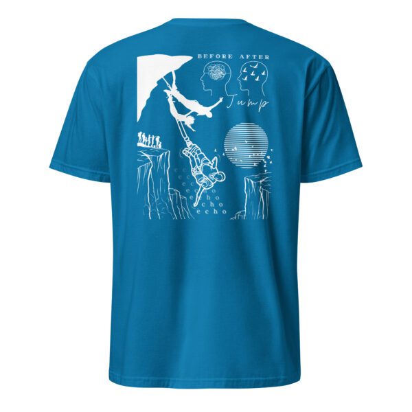 unisex-basic-softstyle-t-shirt-sapphire-back-6854744bec36e.jpg Bungee Jumping Couple Unisex T-Shirt